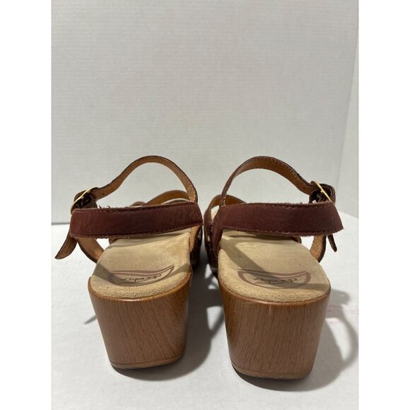 DANSKO Sandals Sandi Brown Leather Buckle Detail Platform Women's Sz 38 - Picture 3 of 7